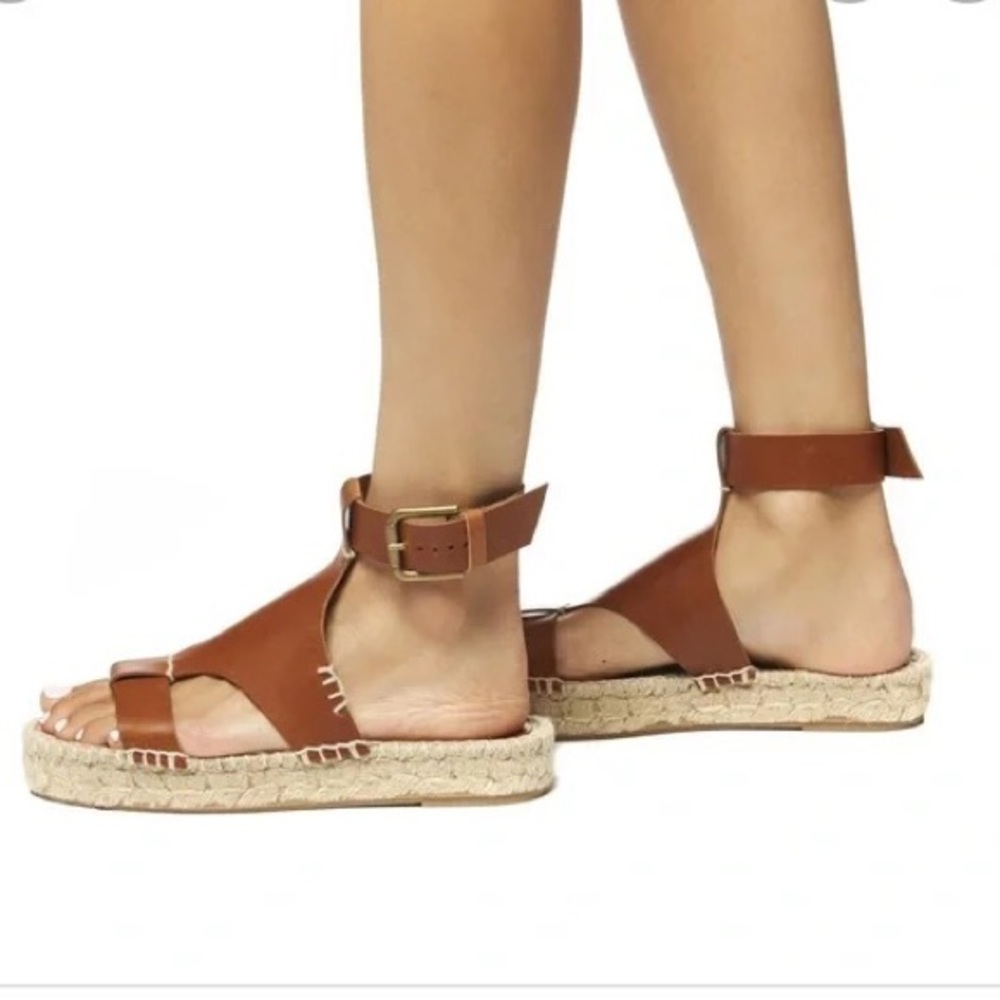 Soludos Brown Leather Espadrille Sandals